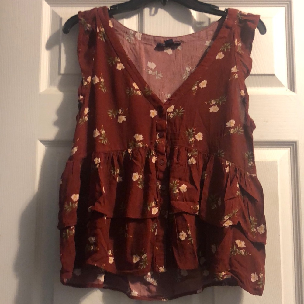 Dark Maroon Floral Blouse